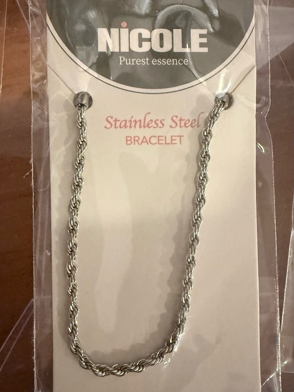 Nicole Silver Rope-Style Stainless Steel Bracelet